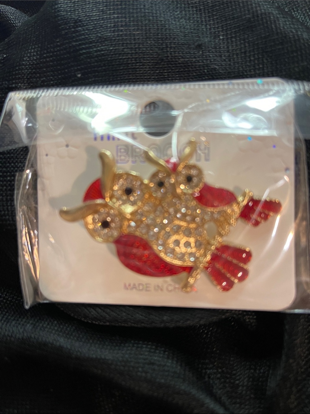 Mint Gold and Red Owl Brooch Pin